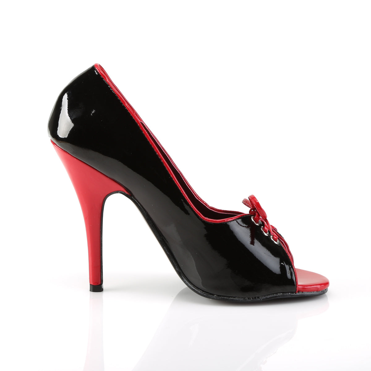 SEDUCE-216 Pleaser 5 Inch Heel Black and Red Fetish Footwear-Pleaser- Sexy Shoes Fetish Heels