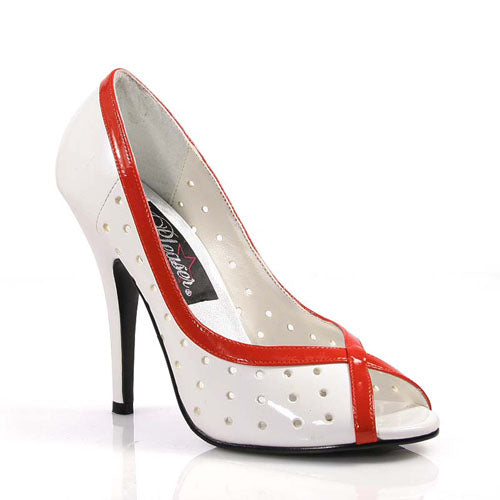 SEDUCE-217 Pleaser Wht/Red Patent High Heel Alternative Footwear Discontinued Sale Stock