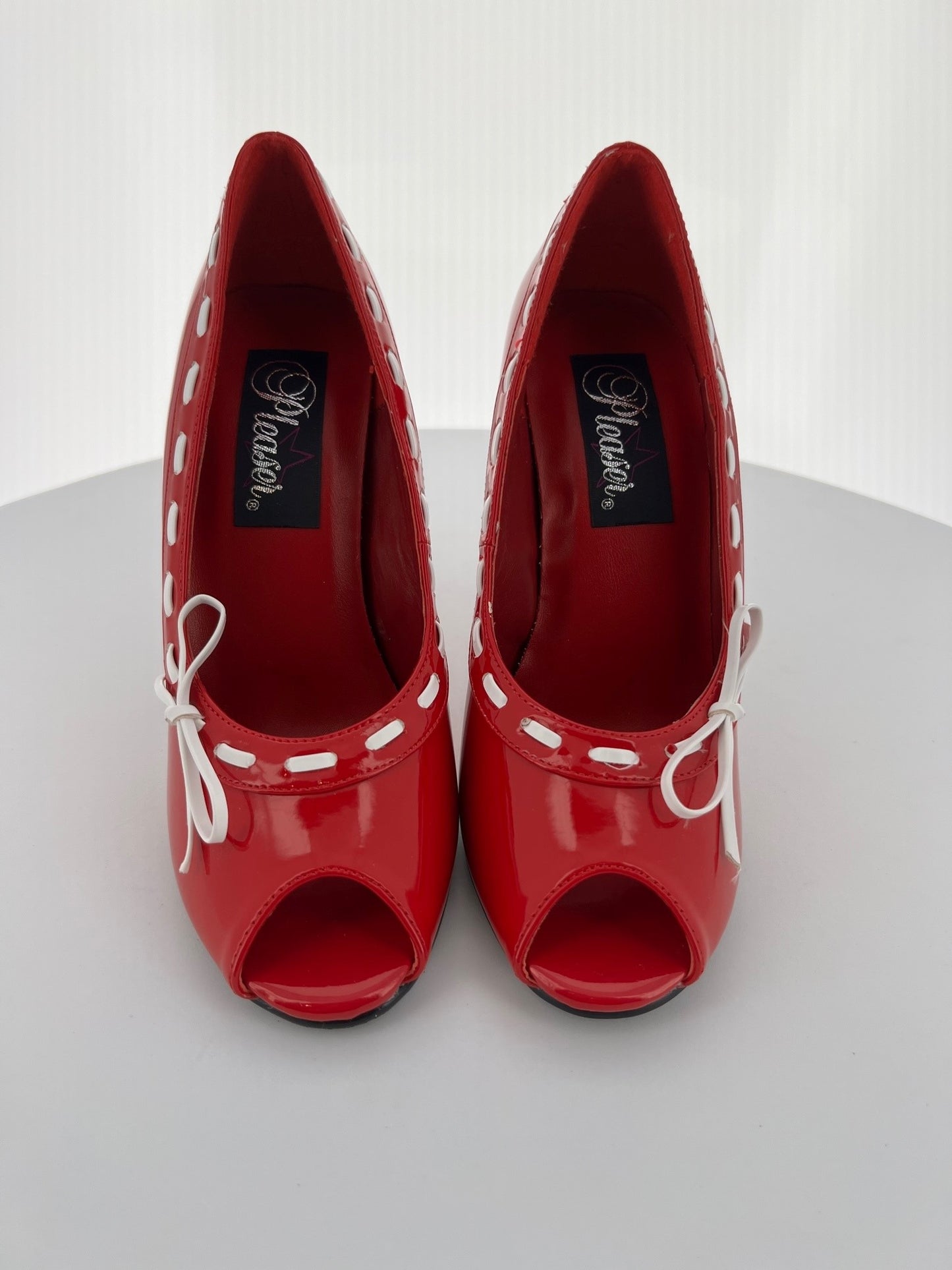 SEDUCE-219 Pleaser Red/Wht Patent High Heel Alternative Footwear Discontinued Sale Stock