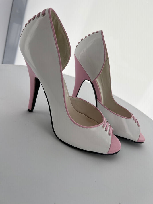 SEDUCE-220 Pleaser Wht/B.Pink Patent High Heel Alternative Footwear Discontinued Sale Stock