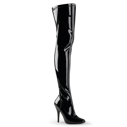 SEDUCE-3000 5 Inch Heel Black Stretch Patent Fetish Thigh High Boots