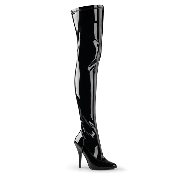 SEDUCE-3000 5 Inch Heel Black Stretch Patent Fetish Thigh High Boots ...
