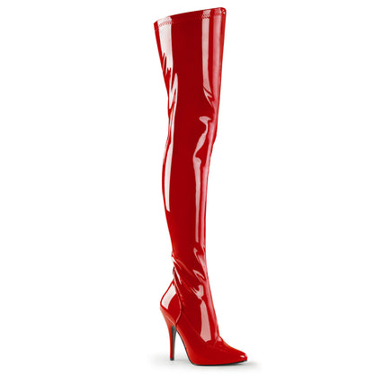 SEDUCE-3000 Pleasers 5 Inch Heel Red Fetish Thigh Boots Footwear