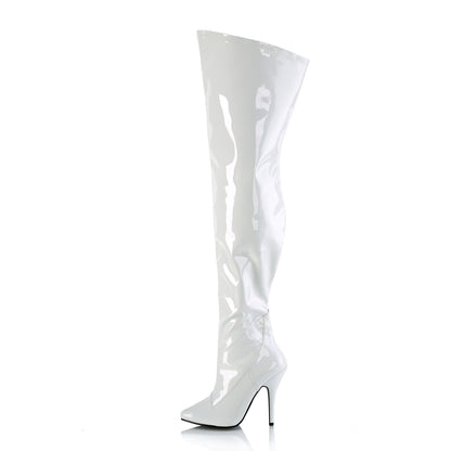 SEDUCE-3000WC White Pleaser Sexy Thigh High Boots wide calf
