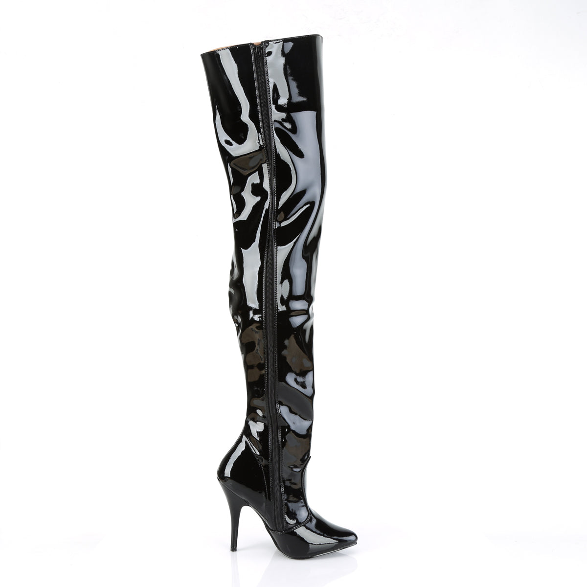 SEDUCE-3010 Thigh Boots 5" Heel Black Patent Fetish Footwear-Pleaser- Sexy Shoes Fetish Heels
