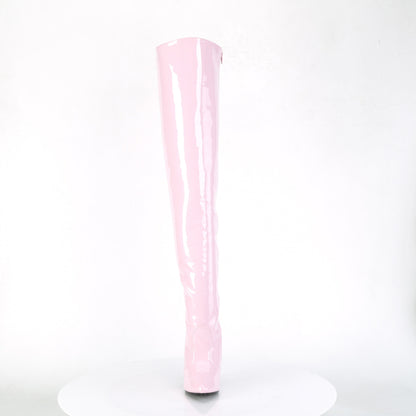SEDUCE-3010 Pleaser Thigh High Boots Baby Pink Patent Single Soles