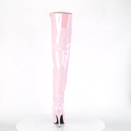 SEDUCE-3010 Pleaser Thigh High Boots Baby Pink Patent Single Soles