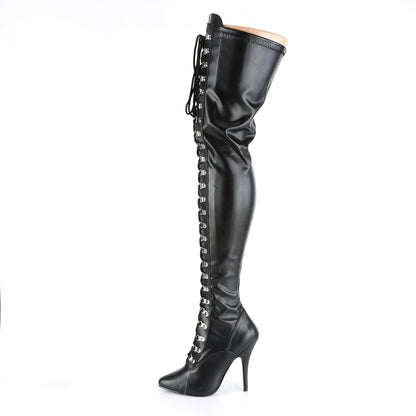 SEDUCE-3024 Pleaser Thigh Boots 5" Heel Black Fetish Shoes-Pleaser- Sexy Shoes Pole Dance Heels