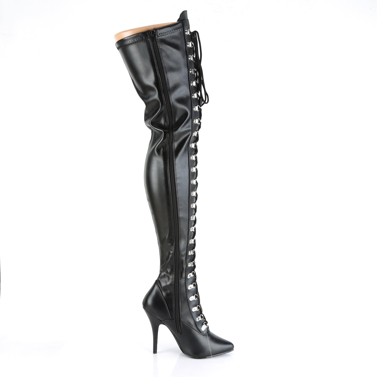 SEDUCE-3024 Pleaser Thigh Boots 5" Heel Black Fetish Shoes-Pleaser- Sexy Shoes Fetish Heels