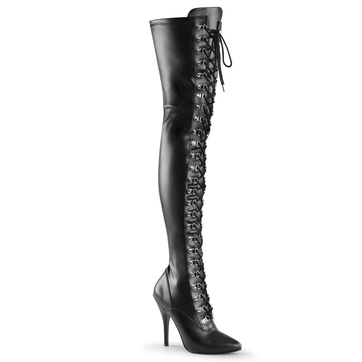 SEDUCE-3024 Pleaser Thigh Boots 5" Heel Black Fetish Shoes-Pleaser- Sexy Shoes