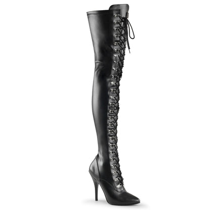 SEDUCE-3024 Pleasers Thigh Boots 5" Heel Black Fetish Thigh High Boots