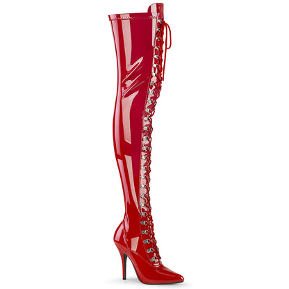 SEDUCE-3024 Pleasers Red Single Soles Thigh High Boots Pleasers