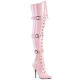 seduce 3028_pleaser_single_soles_knee_high_boots_pleasers_b _pink_str _patent