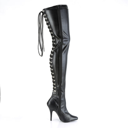 SEDUCE-3063 Pleaser Thigh Boots 5" Heel Black Fetish Shoes-Pleaser- Sexy Shoes Fetish Heels