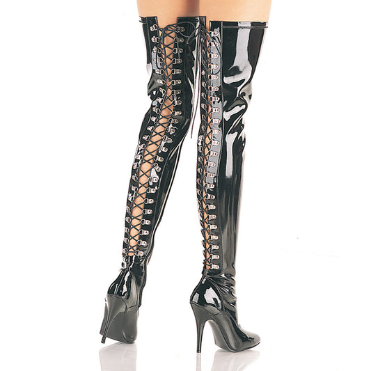 SEDUCE-3063 Thigh Boots 5" Heel Black Patent Fetish Footwear-Pleaser- Sexy Shoes