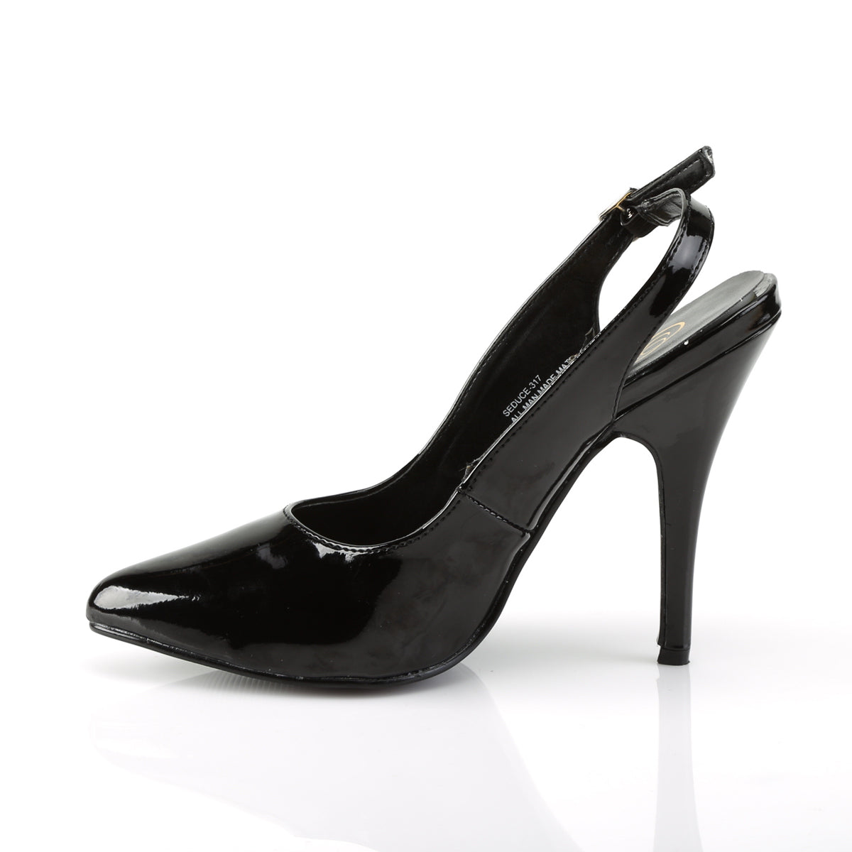 SEDUCE-317 Pleaser Shoe 5" Heel Black Patent Fetish Footwear-Pleaser- Sexy Shoes Pole Dance Heels