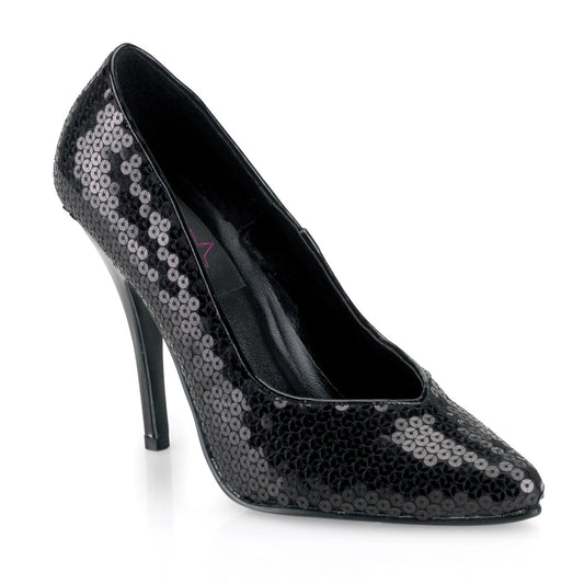 SEDUCE-420SQ Sexy Shoe 5" Heel Black Sequins Fetish Footwear-Pleaser- Sexy Shoes