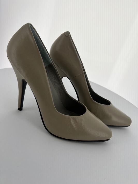 SEDUCE-420 Pleaser Taupe Leather High Heel Alternative Footwear Discontinued Sale Stock