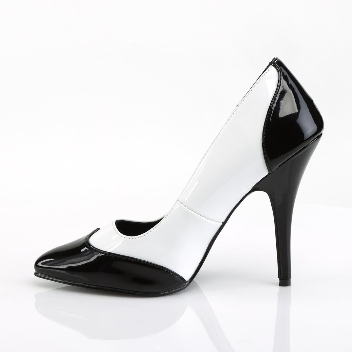 SEDUCE-425 Sexy Shoes 5" Heel Black White Fetish Footwear-Pleaser- Sexy Shoes Pole Dance Heels