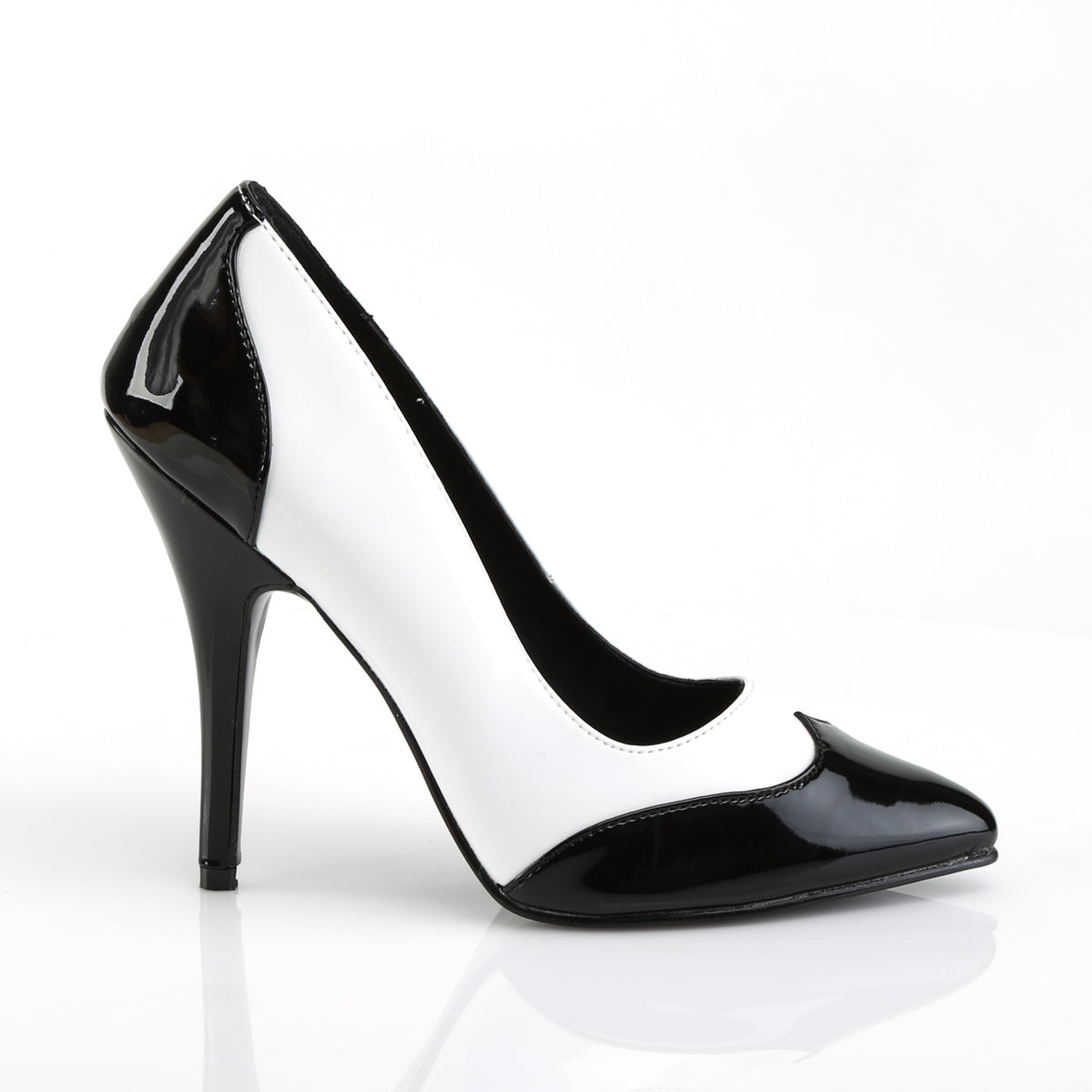 SEDUCE-425 Sexy Shoes 5" Heel Black White Fetish Footwear-Pleaser- Sexy Shoes Fetish Heels