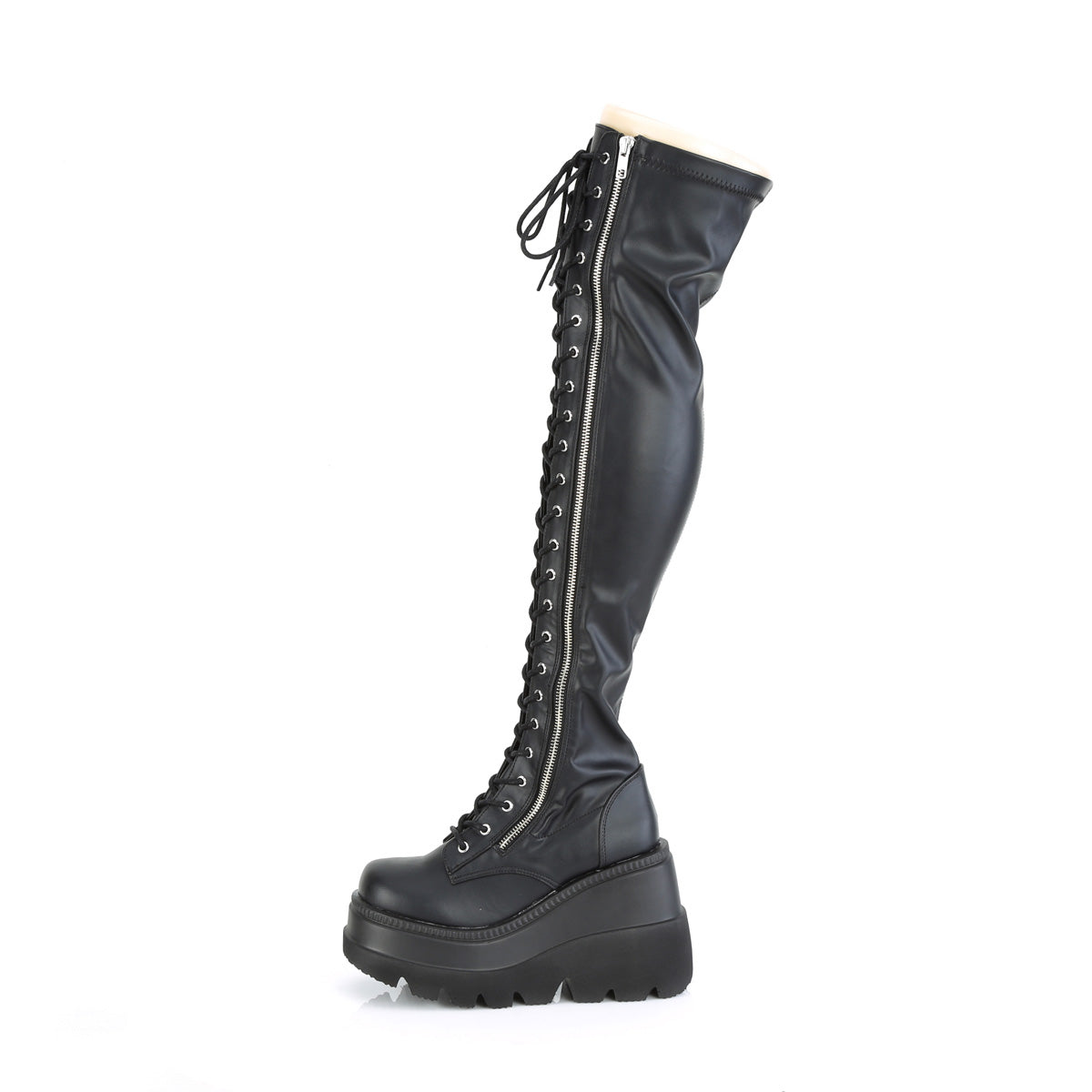 shaker 374 demonia footwear womens over the knee boots white