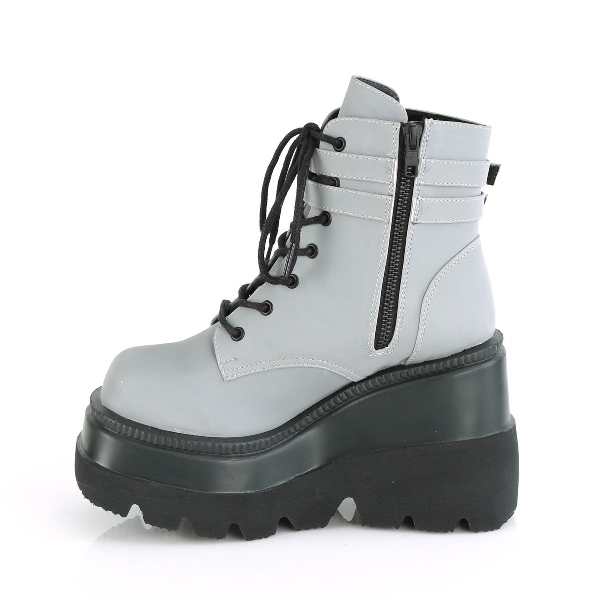shaker 52 demonia footwear womens ankle boots silver