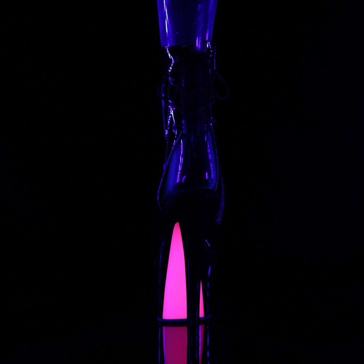SKY-1018TT 7" Heel Black Patent Hot Pink Pole Dancer Shoes-Pleaser- Sexy Shoes Fetish Footwear