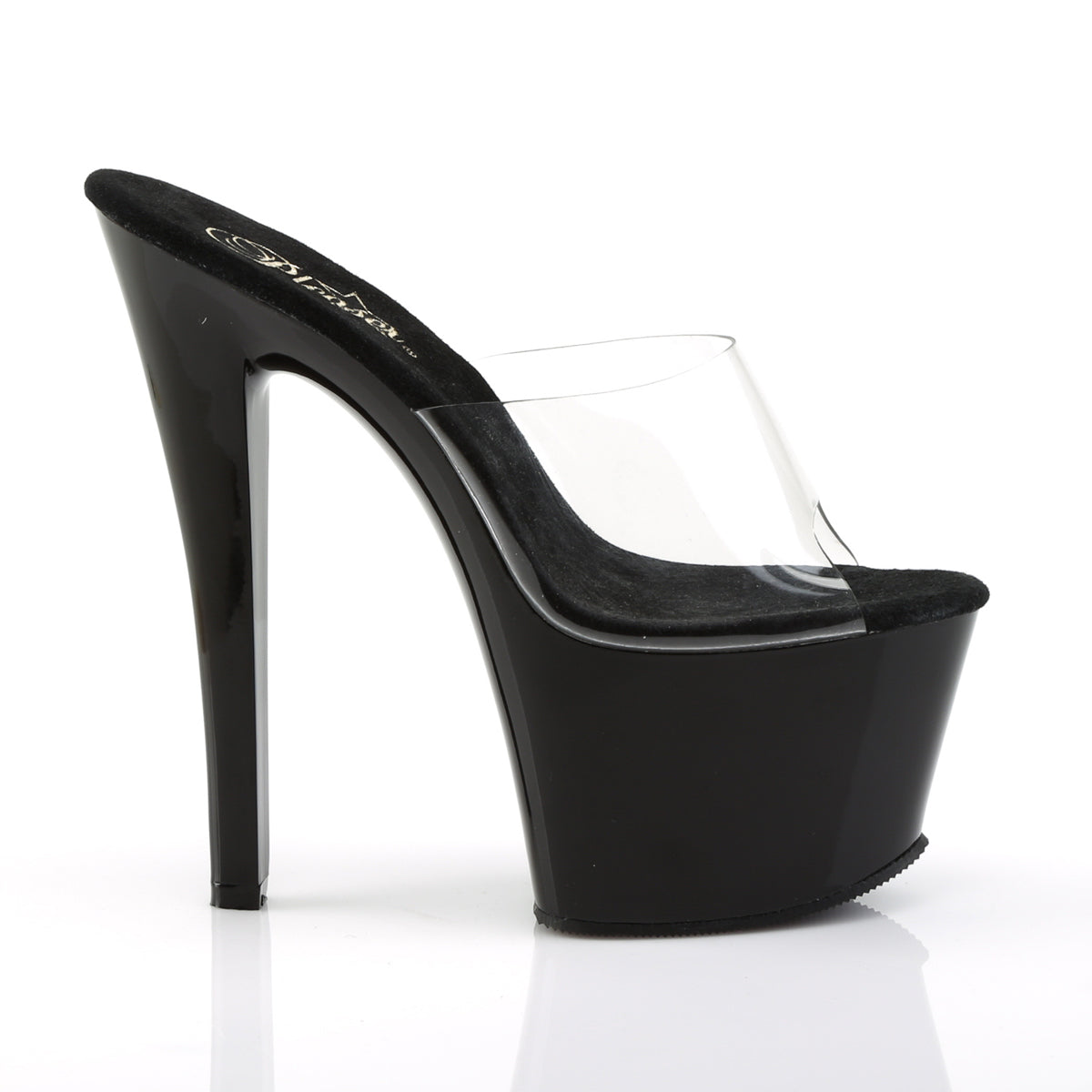 SKY-301 7" Heel Clear and Black Stripper Footwear