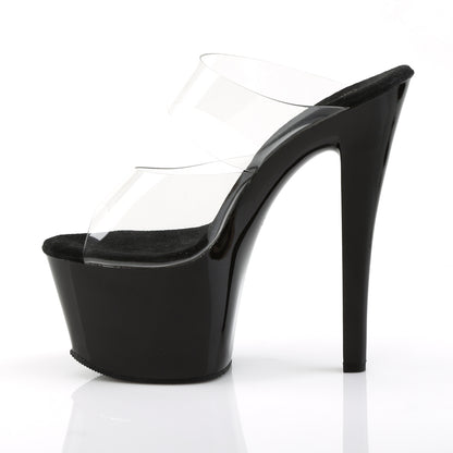 SKY-302 7" Heel Clear and Black Pole Dancing Platforms-Pleaser- Sexy Shoes Pole Dance Heels