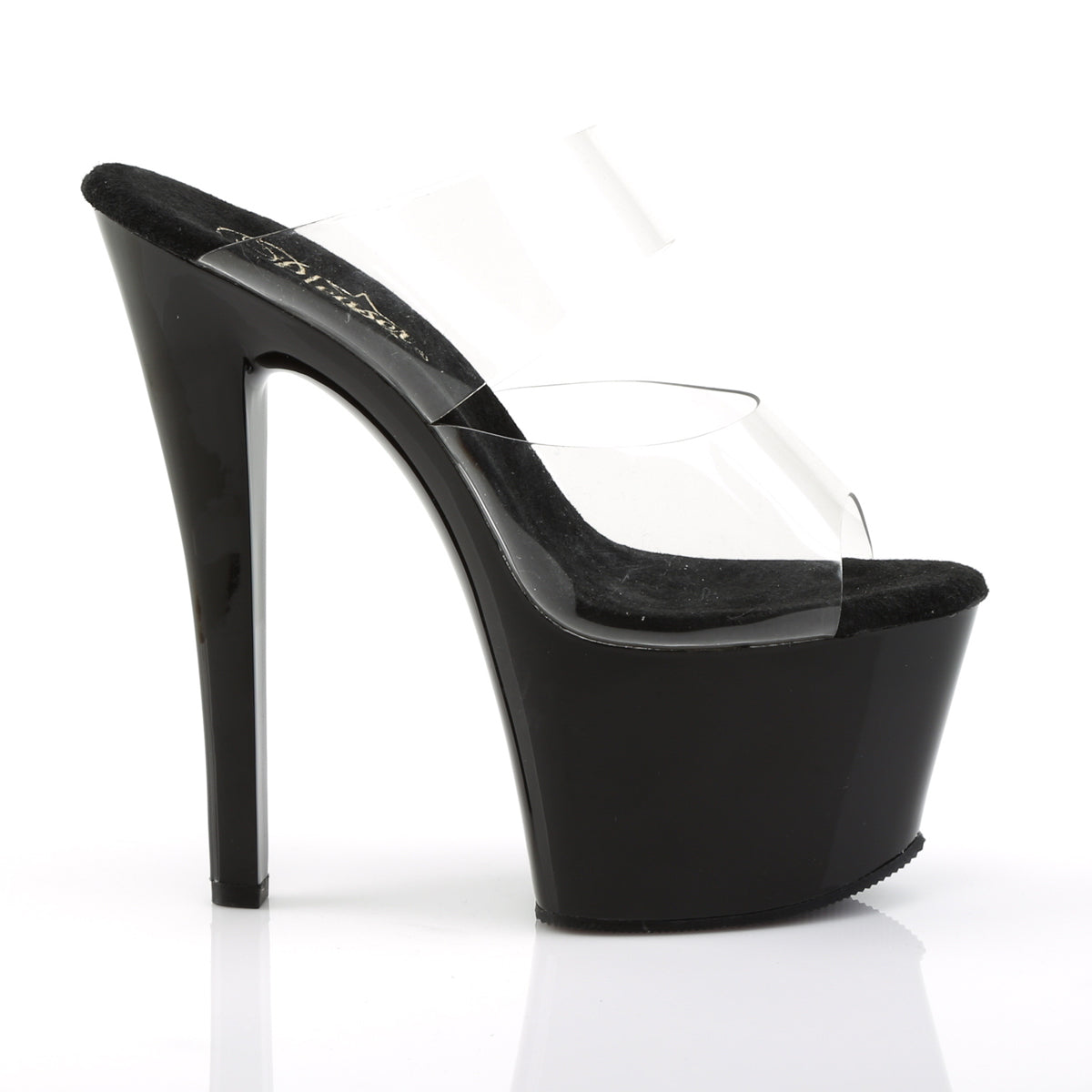 SKY-302 7" Heel Clear and Black Pole Dancing Platforms-Pleaser- Sexy Shoes Fetish Heels
