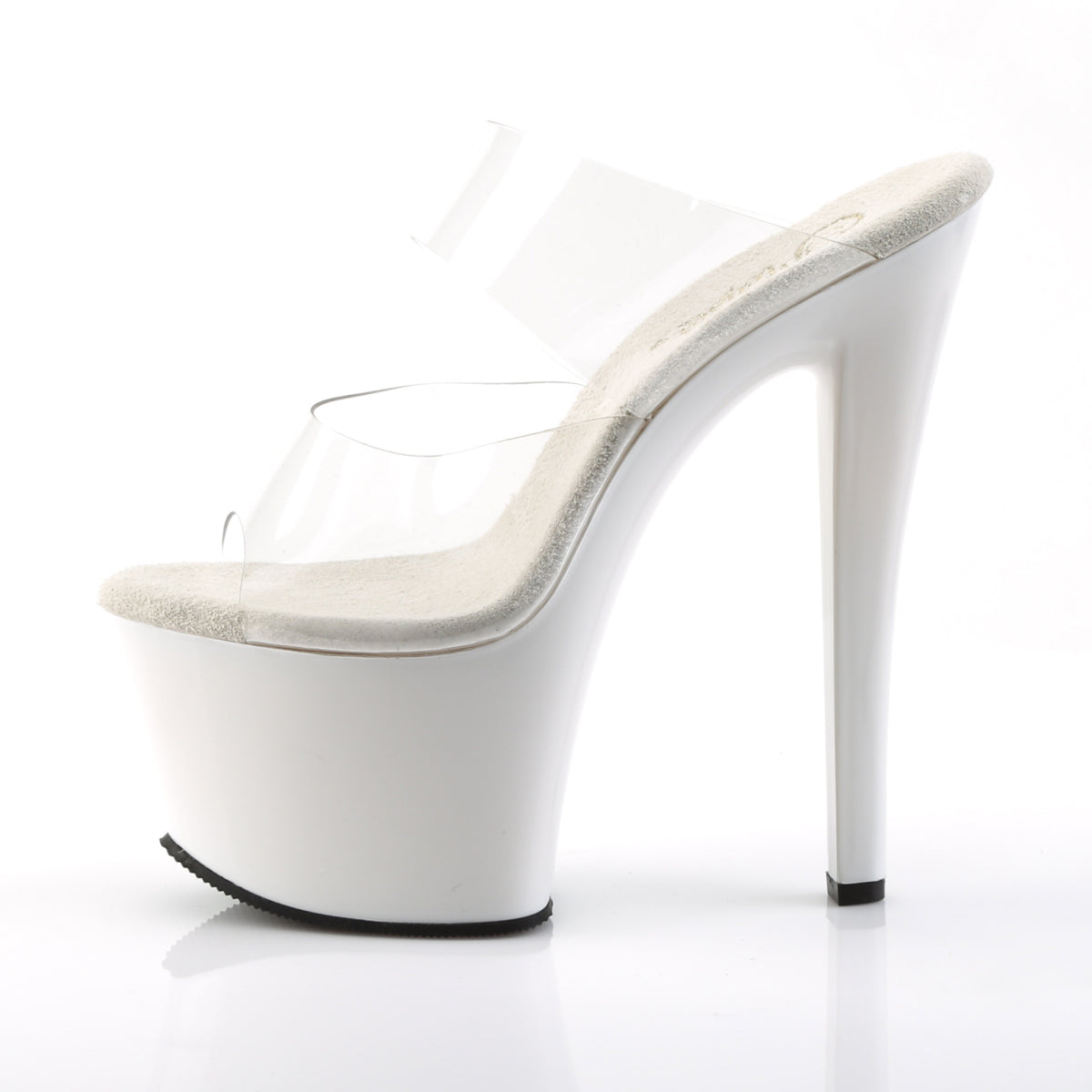 SKY-302 7" Heel Clear and White Pole Dancing Platforms-Pleaser- Sexy Shoes Pole Dance Heels