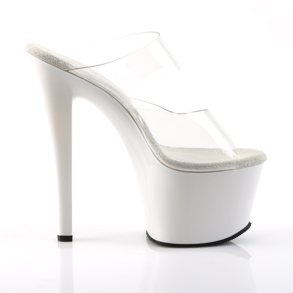 SKY-302 7" Heel Clear and White Pole Dancing Platforms-Pleaser- Sexy Shoes Fetish Heels