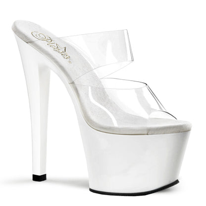 SKY-302 7" Heel Clear and White Pole Dancing Platforms-Pleaser- Sexy Shoes