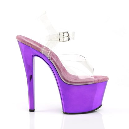 SKY-308 7" Heel Clear Purple Chrome Pole Dancer Platforms-Pleaser- Sexy Shoes Fetish Heels