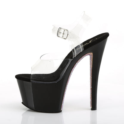 SKY-308CRS 7" Heel Clear Black-Champagne Pole Dancer Shoes-Pleaser- Sexy Shoes Pole Dance Heels