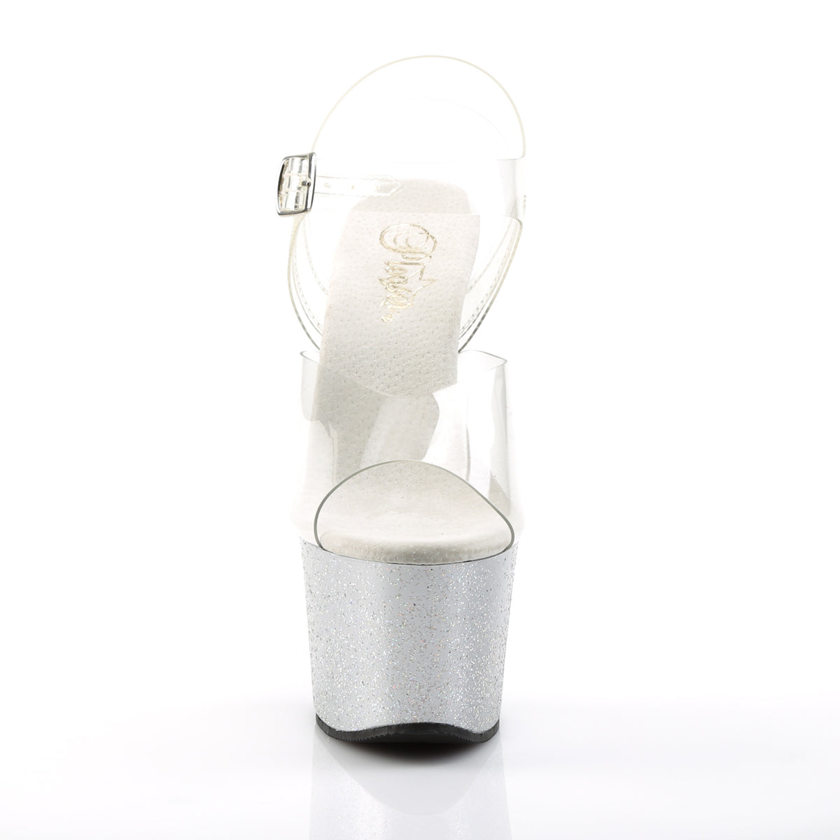 SKY-308MG 7" Heel Clear and Silver Pole Dancing Platforms-Pleaser- Sexy Shoes Alternative Footwear