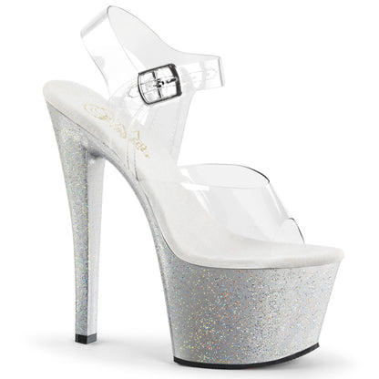 Sky-308mg 7 "Heel Clear and Silver Pole Dancing-platforms