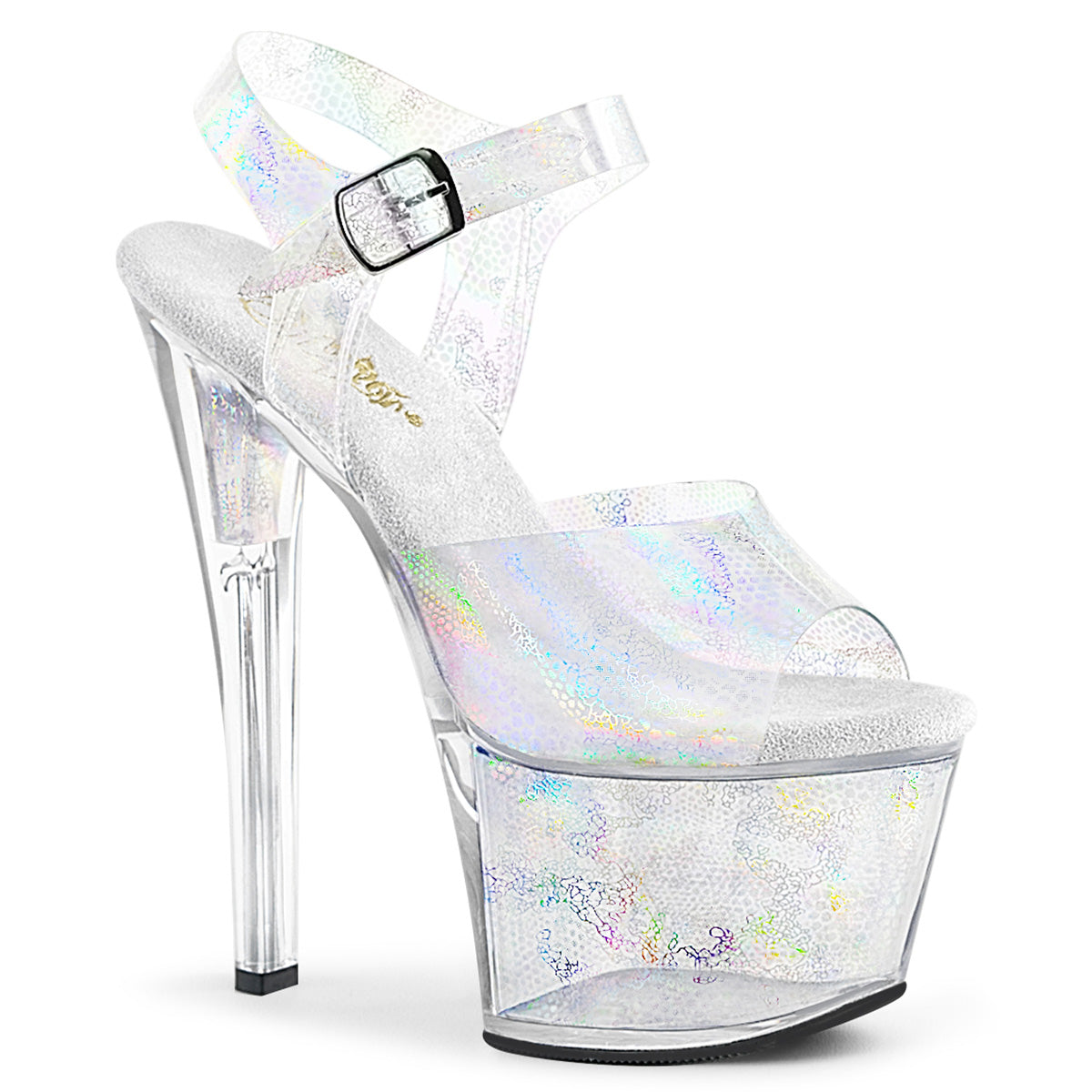 SKY-308N 7" Heel Silver Hologram Pole Dancing Platforms-Pleaser- Sexy Shoes