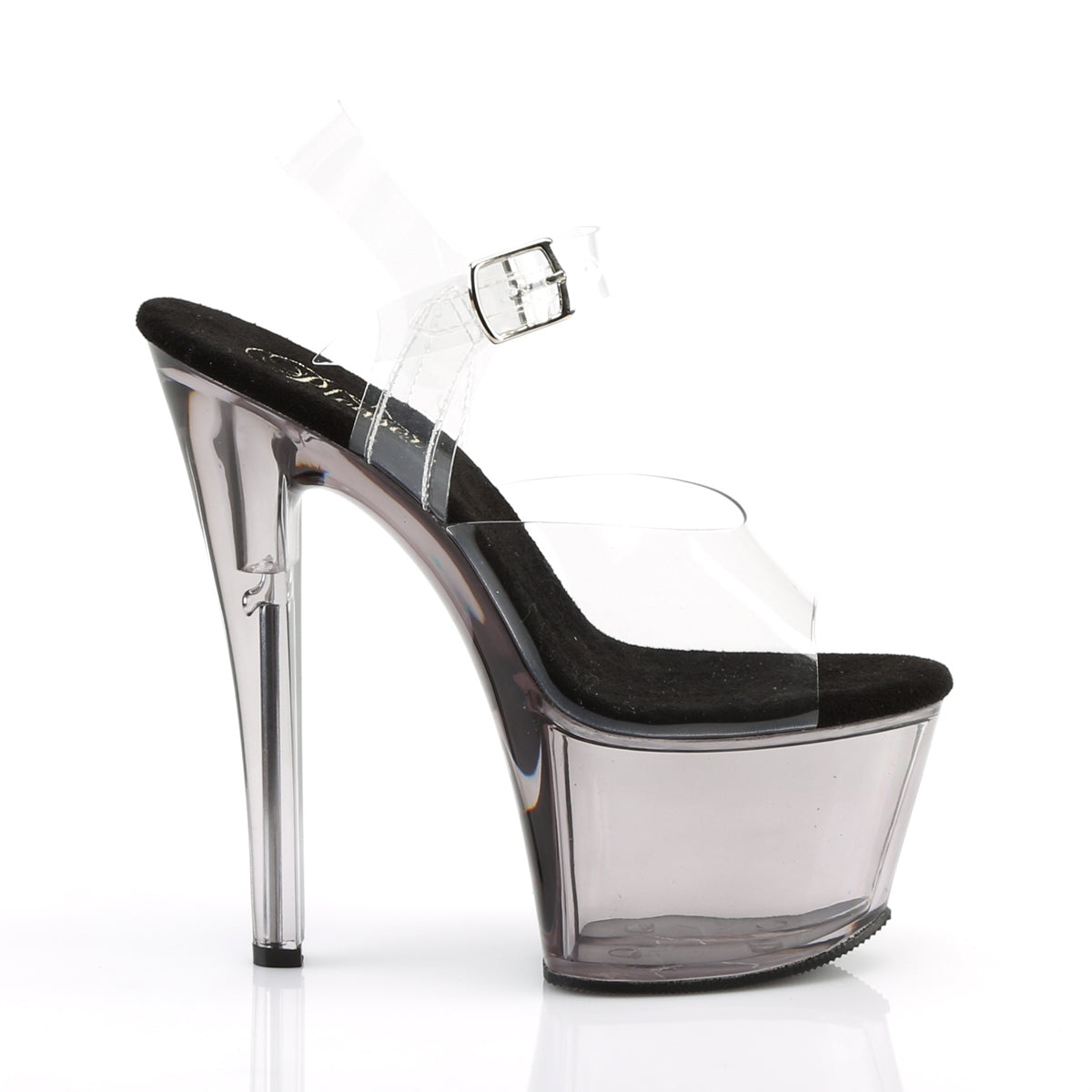SKY-308T 7" Heel Clear Smoke Tinted Pole Dancer Platforms-Pleaser- Sexy Shoes Fetish Heels