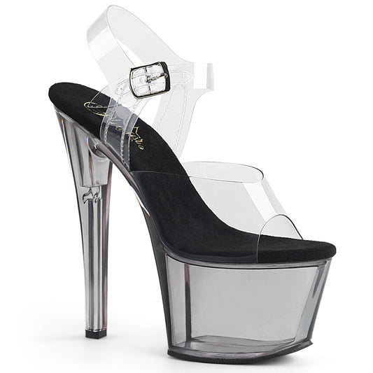 SKY-308T 7" Heel Clear Smoke Tinted Pole Dancer Platforms-Pleaser- Sexy Shoes