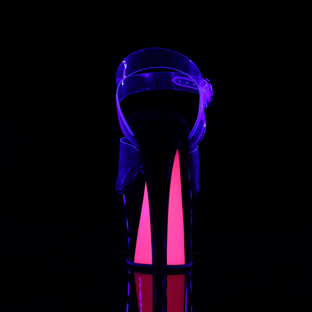 SKY-308TT 7" Heel Clear Black Neon Hot Pink Strippers Shoes-Pleaser- Sexy Shoes Fetish Footwear