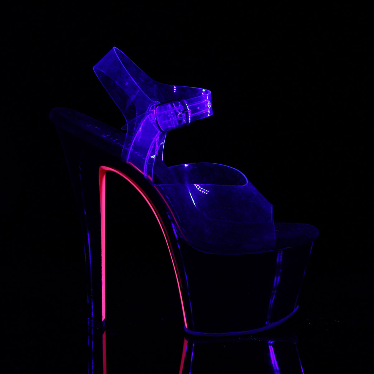 SKY-308TT 7" Heel Clear Black Neon Hot Pink Strippers Shoes-Pleaser- Sexy Shoes Fetish Heels
