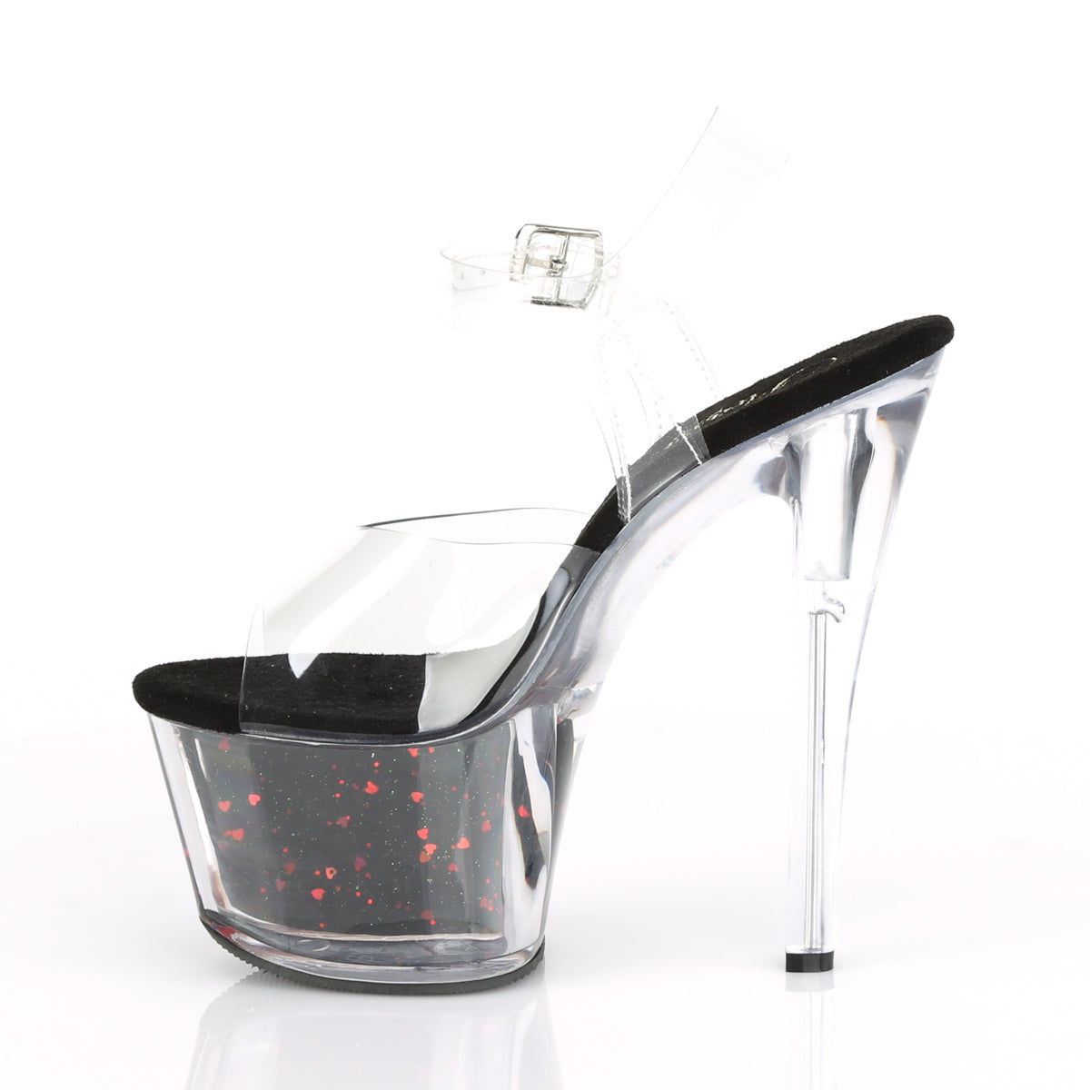SKY-308WHG 7" Heel ClearBlack with Red Pole Dancing Platform-Pleaser- Sexy Shoes Pole Dance Heels