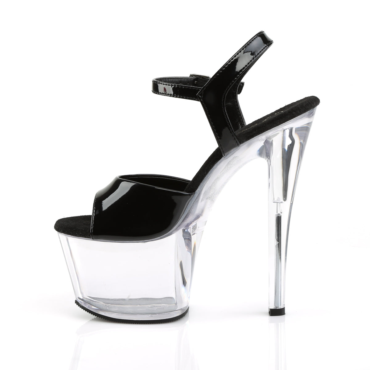 SKY-309 7" Heel Black and Clear Pole Dancing Platforms-Pleaser- Sexy Shoes Pole Dance Heels