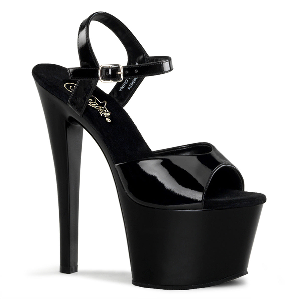 SKY-309 Pleaser 7" Heel Black Patent Pole Dancing Platforms-Pleaser- Sexy Shoes
