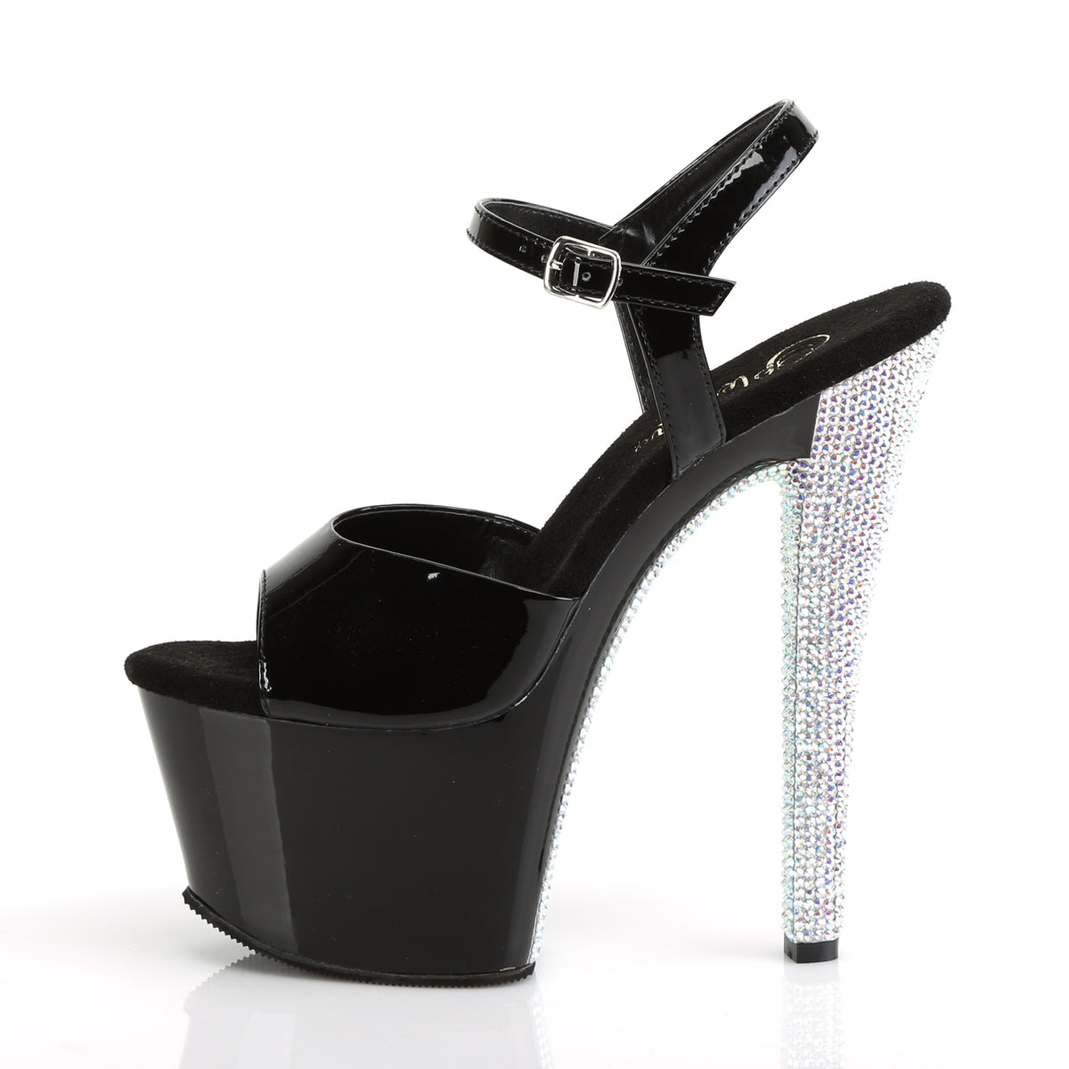 SKY-309CHRS 7" Heel Black and Silver Pole Dancing Platforms-Pleaser- Sexy Shoes Pole Dance Heels