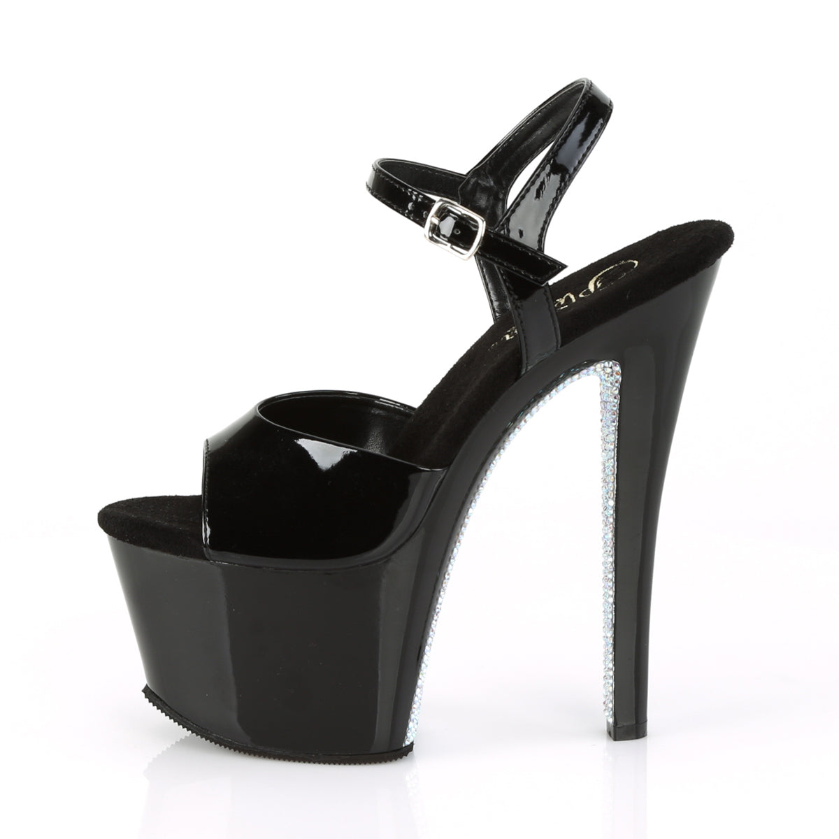 SKY-309CRS 7" Heel Black and Silver Pole Dancing Platforms-Pleaser- Sexy Shoes Pole Dance Heels