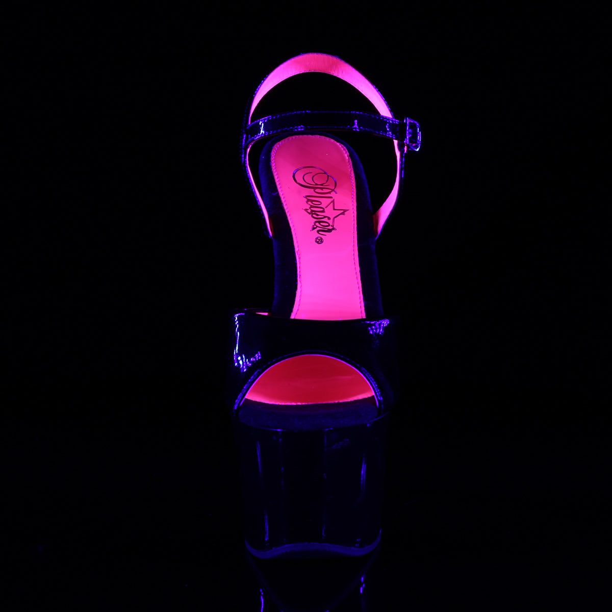 SKY-309TT 7" Heel Black Patent Hot Pink Pole Dancer Shoes-Pleaser- Sexy Shoes Alternative Footwear