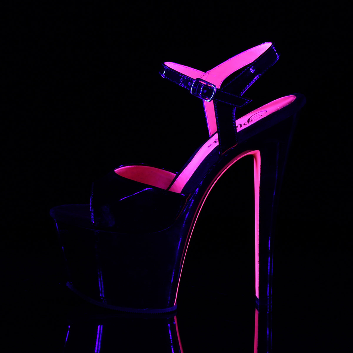 SKY-309TT 7" Heel Black Patent Hot Pink Pole Dancer Shoes-Pleaser- Sexy Shoes Pole Dance Heels