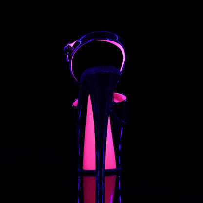 SKY-309TT 7" Heel Black Patent Hot Pink Pole Dancer Shoes-Pleaser- Sexy Shoes Fetish Footwear